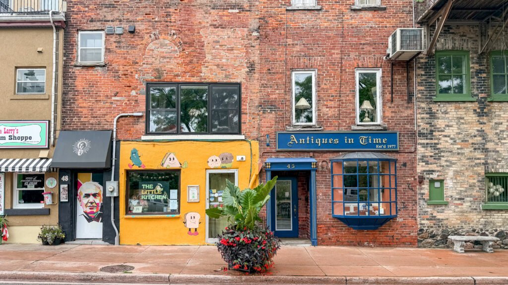 York Street Stratford | Krista the Explorer Historic street with red-brick buildings featuring local shops.