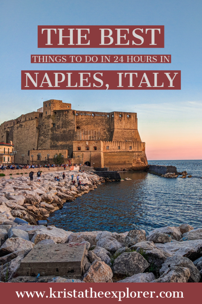 View of castle in Naples on the water.