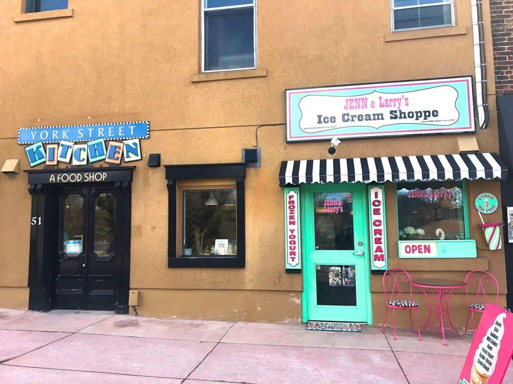 Shops along York Street in Stratford, Ontario.