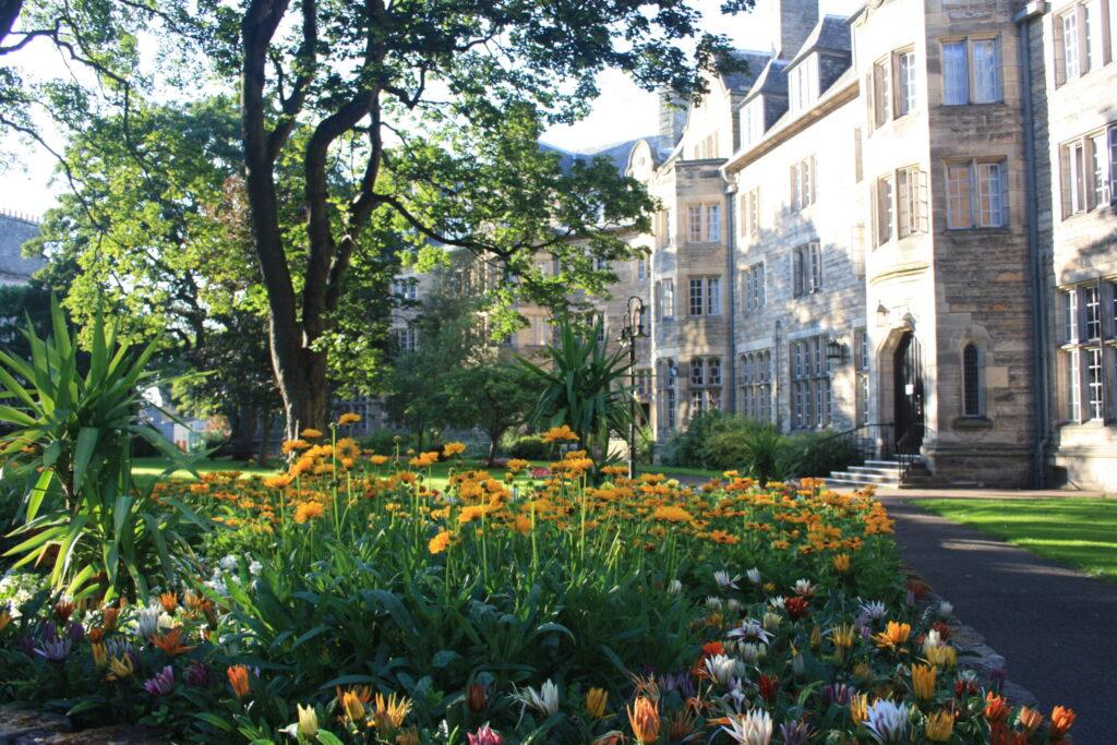 St Salvatore's Hall St Andrews | Krista the Explorer Flowers in front of hall of residence in St Andrews.