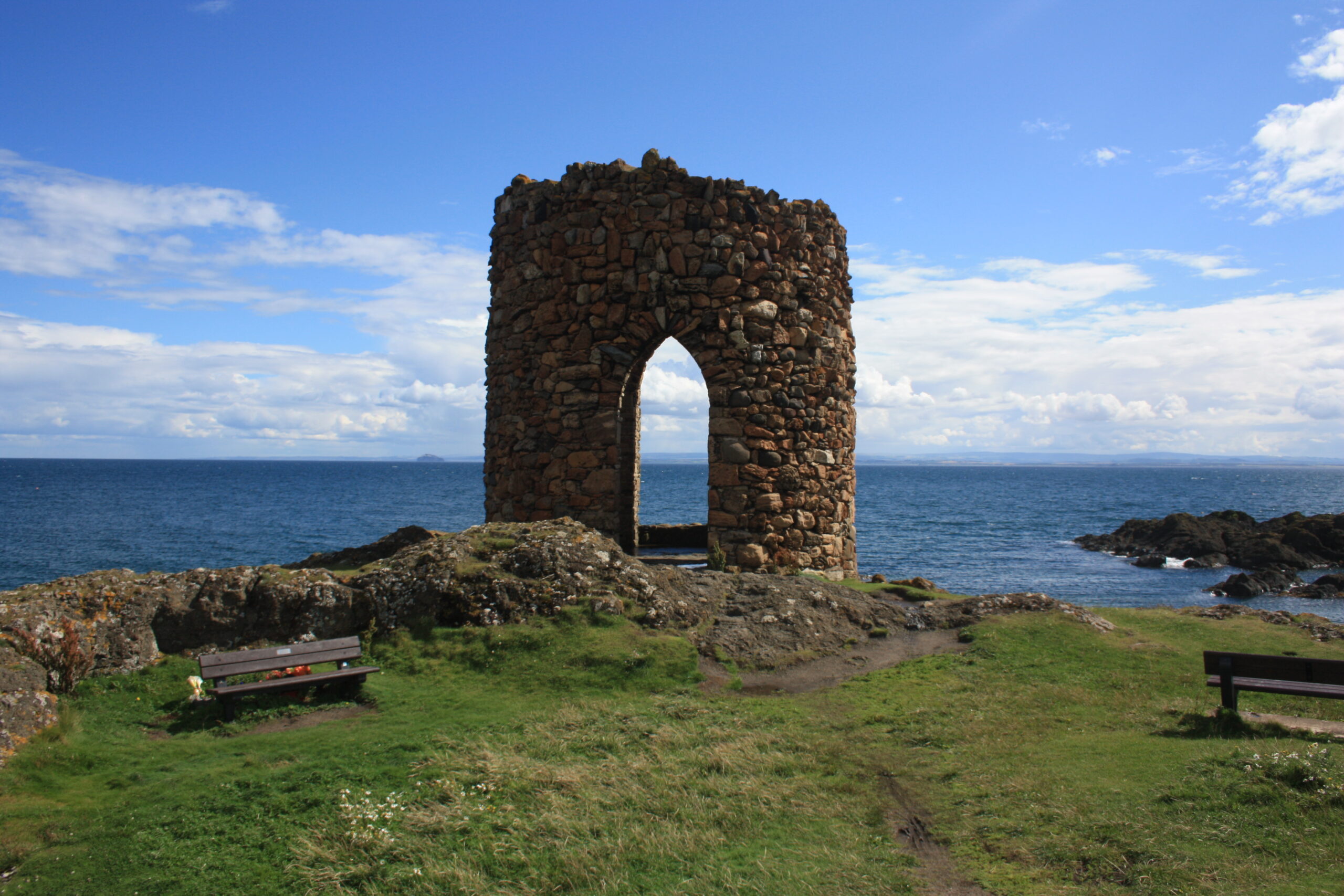 Ruined tower along the Fife Coastal Path.