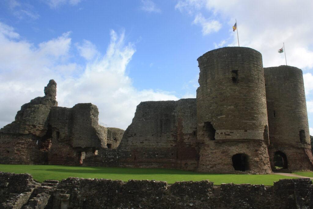 Rhuddlan Castle in Northern Wales on sunny day.
