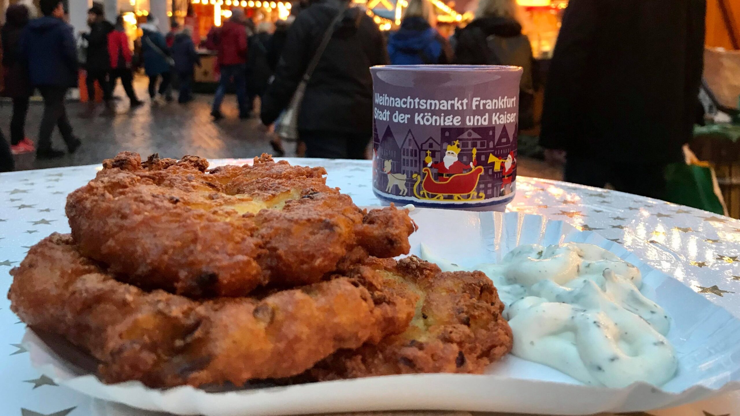 Potato pancakes at Frankfurt Christmas Market.