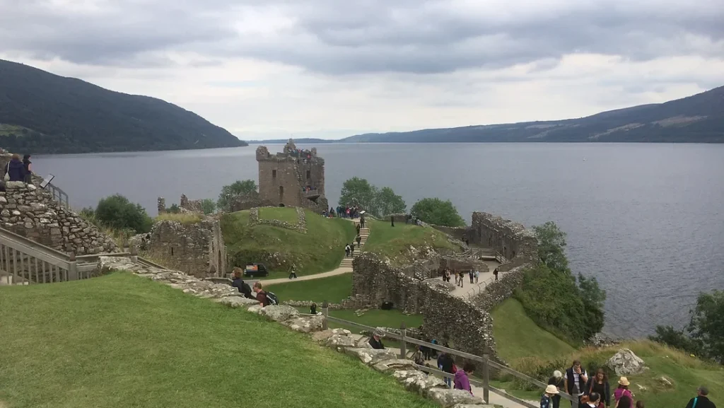 View of castle by the loch in Scotland.