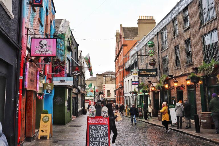 Street in Dublin during a rainy day.