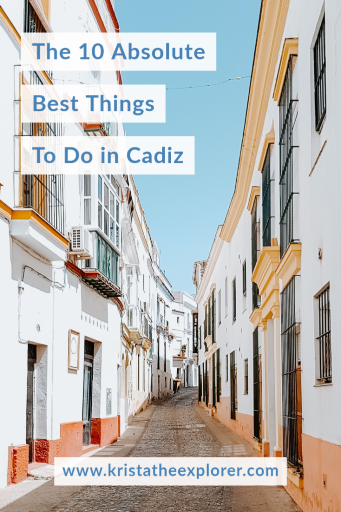 View of white washed street in Cadiz.