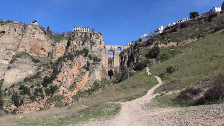 View of a bridge across a gorge in Ronda.