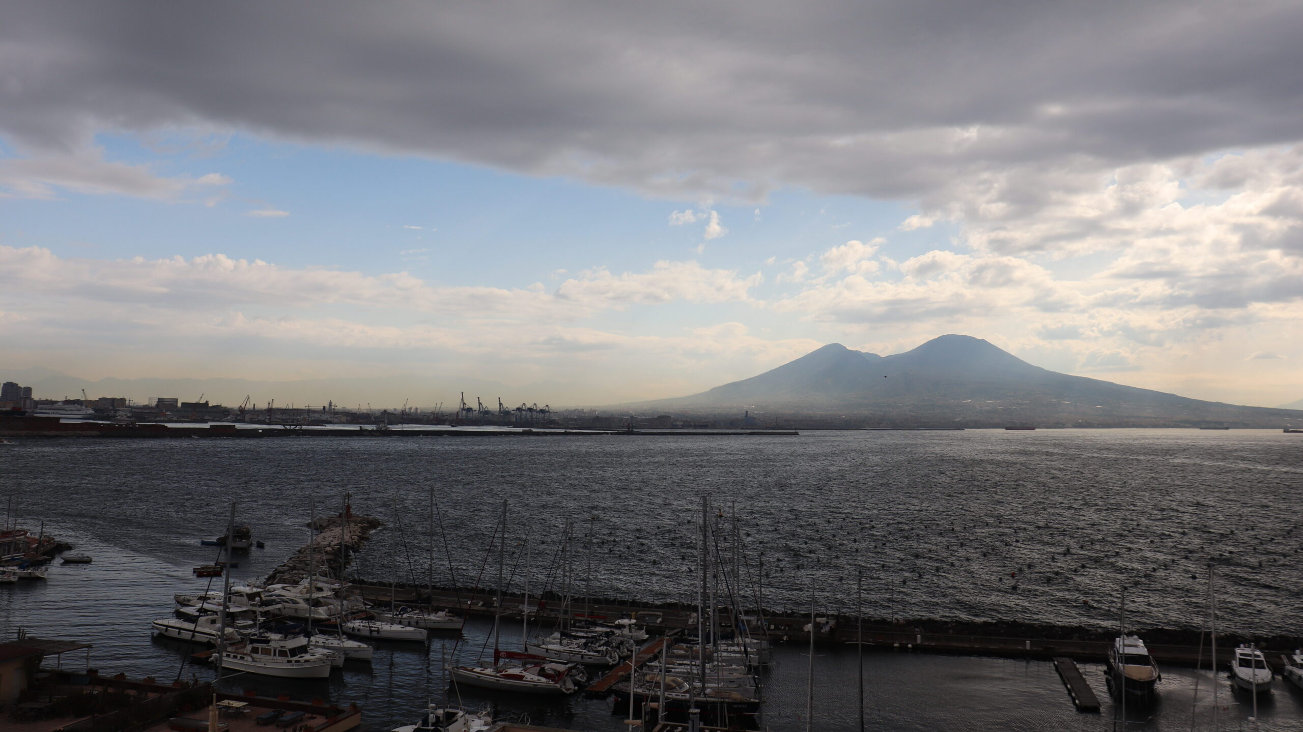 View of volcano across the lake in Naples.