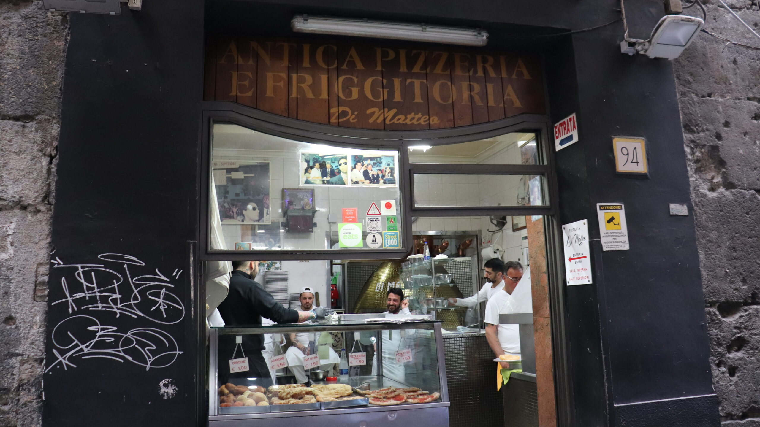 Pizza shop in Naples old town.