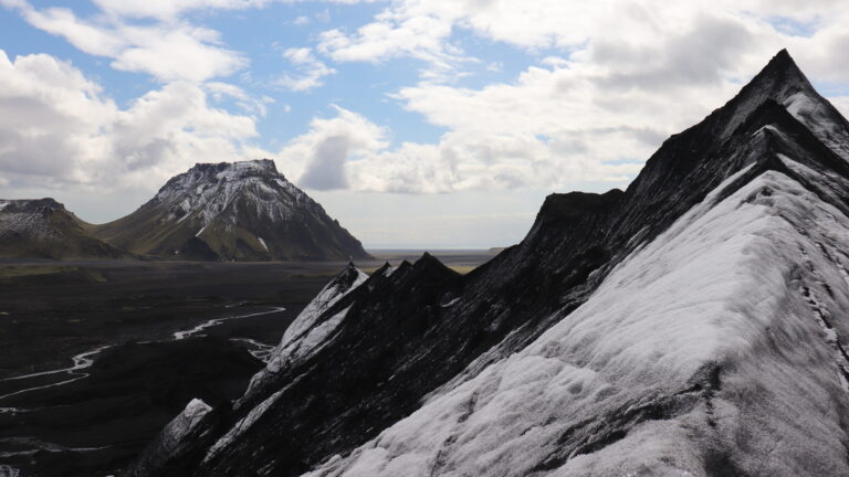 View from the top of a glacier in Iceland.