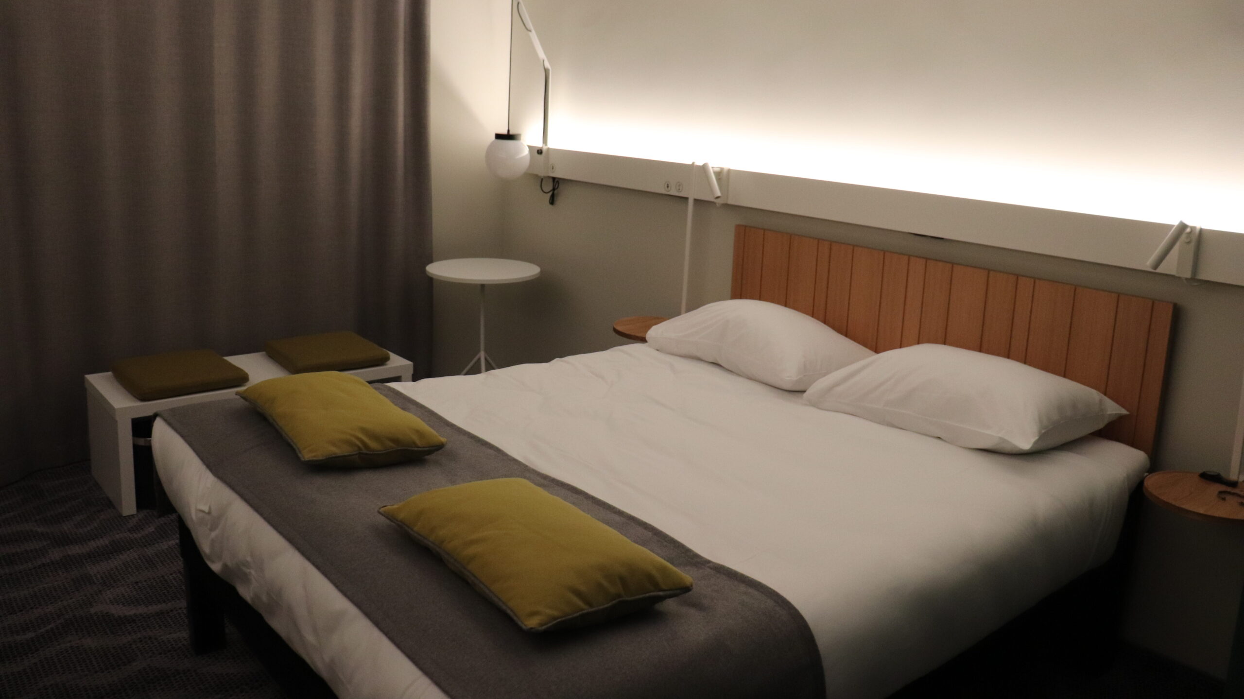 Double bed inside Ibis hotel in Tallinn.