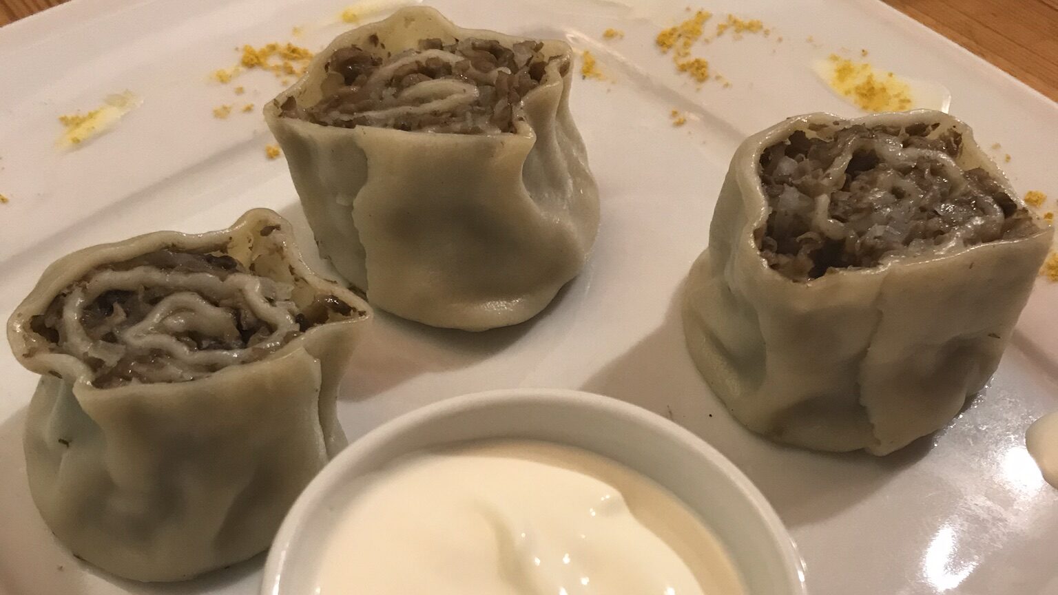 Eastern European dumplings with dip.