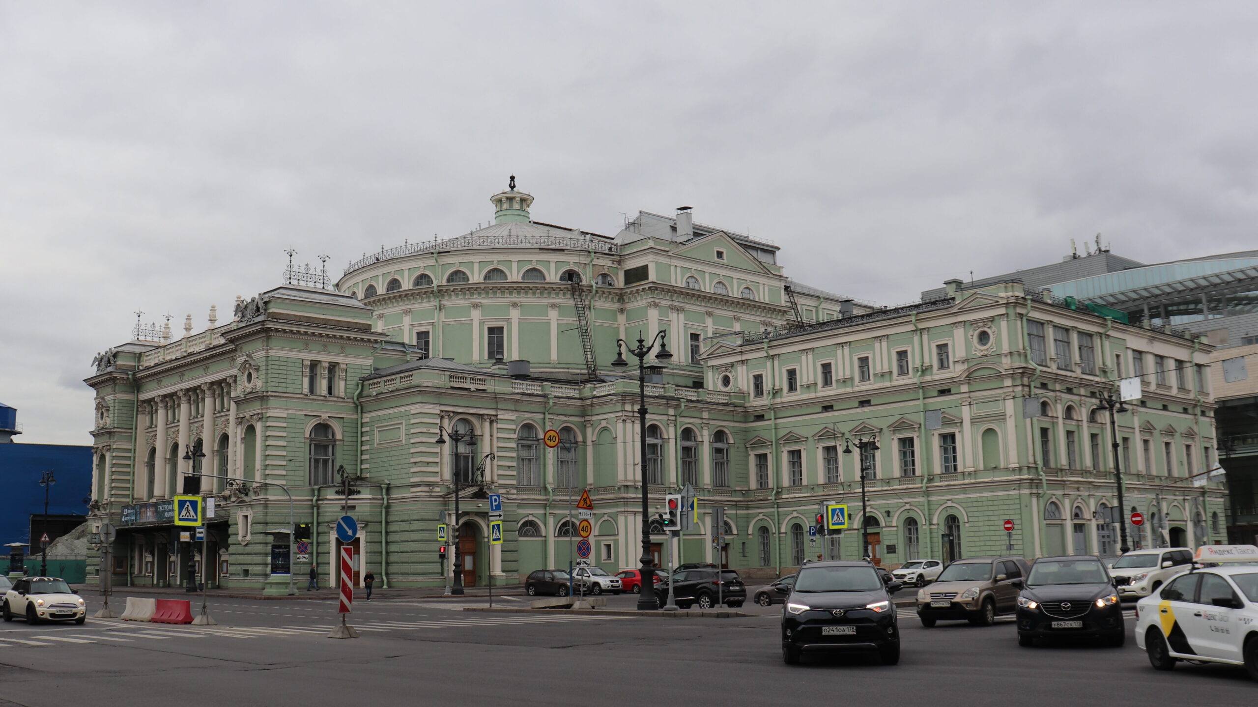 Theatre in St Petersburg with green front.