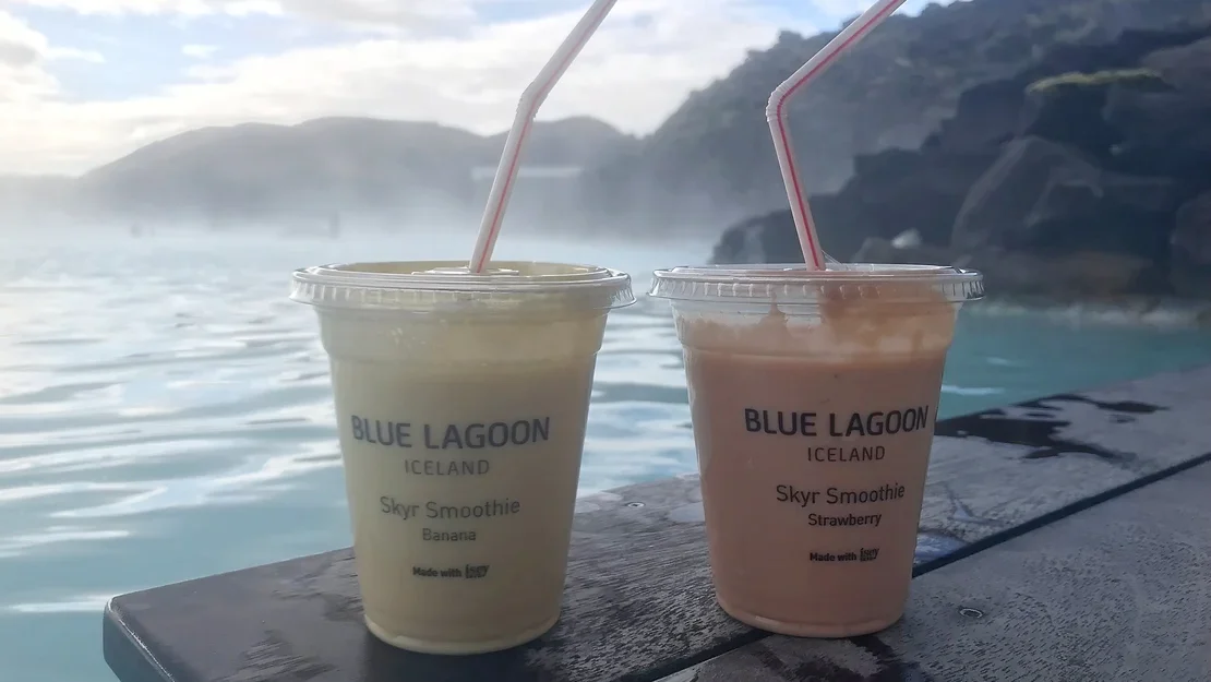 Two smoothies inside the Blue Lagoon.