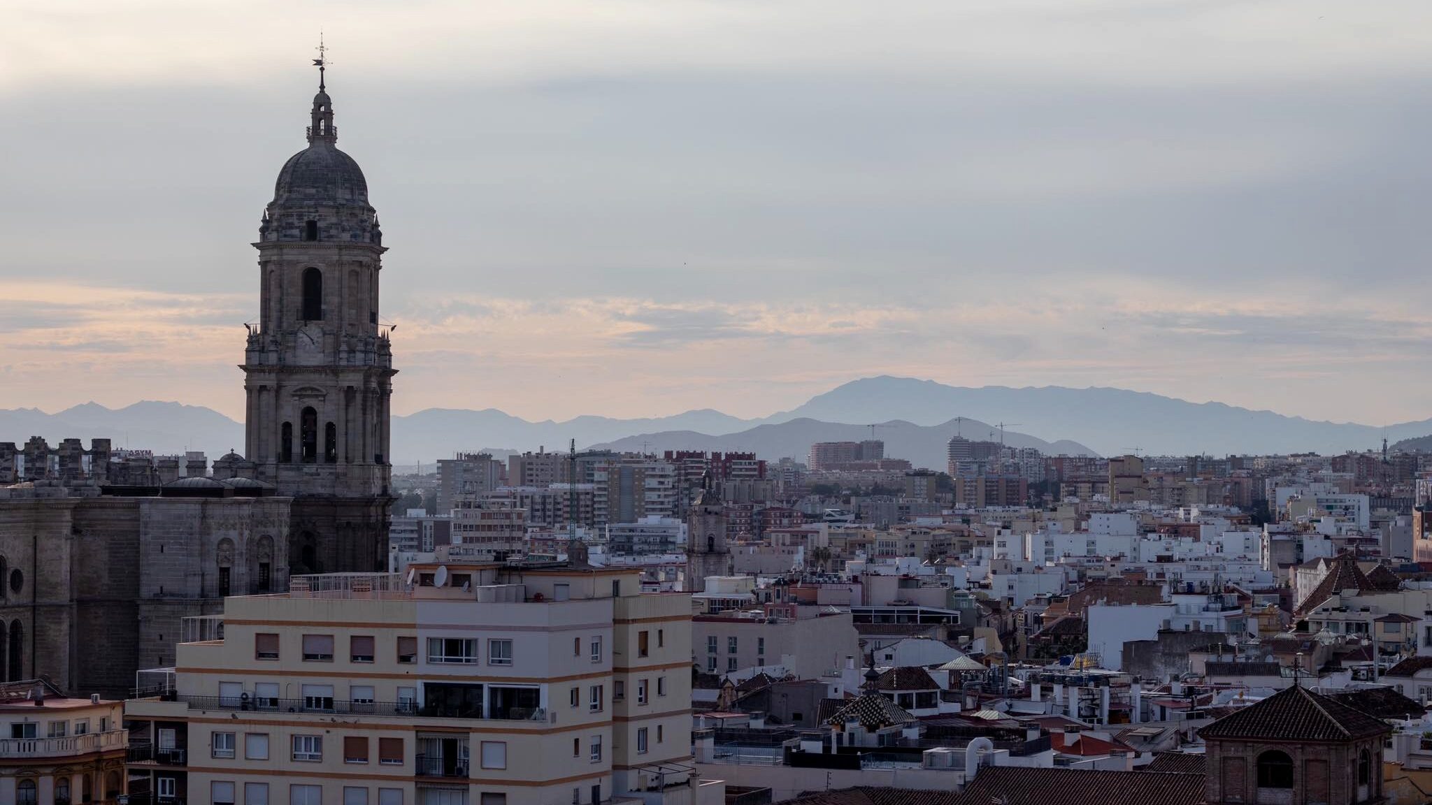 View of Malaga city with the cathedral tower.