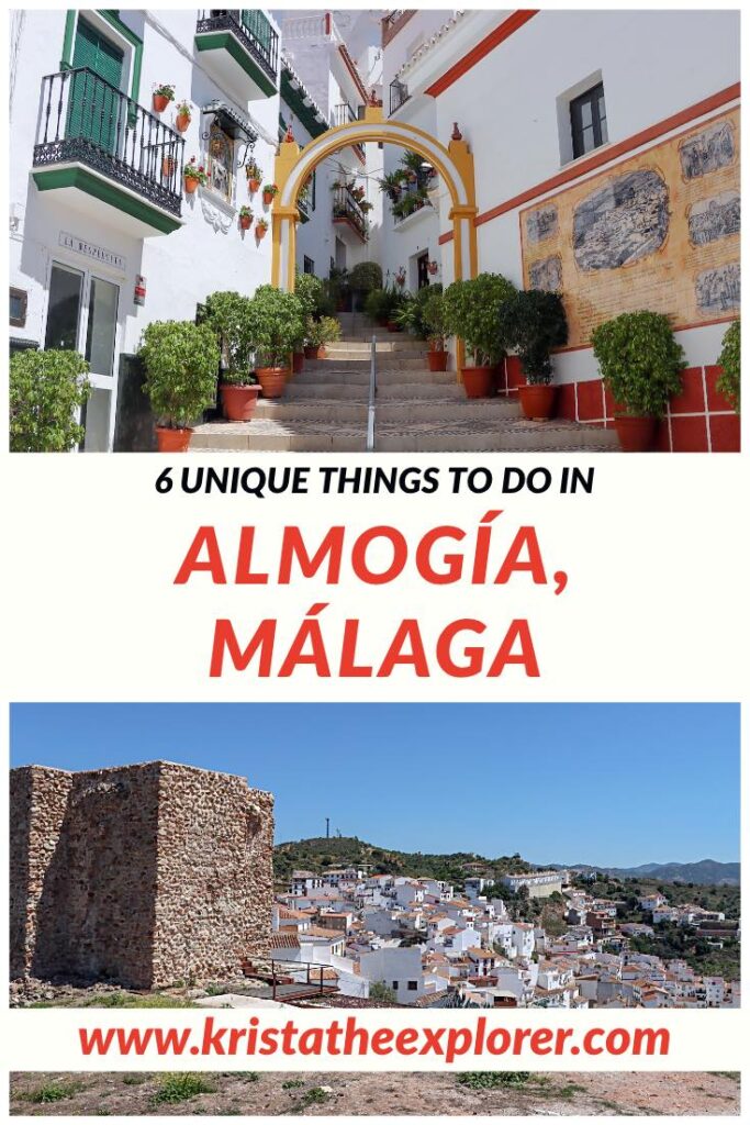 Steps in white village and castle tower on hill.