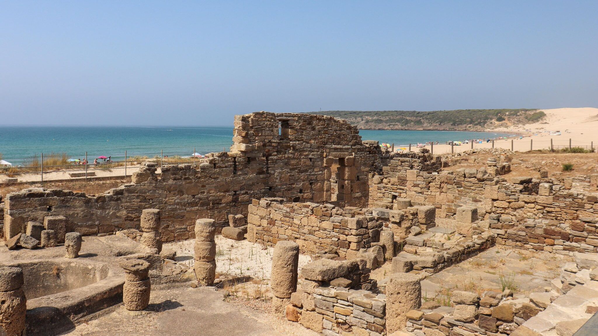 Roman ruins on a beach near Tarifa.