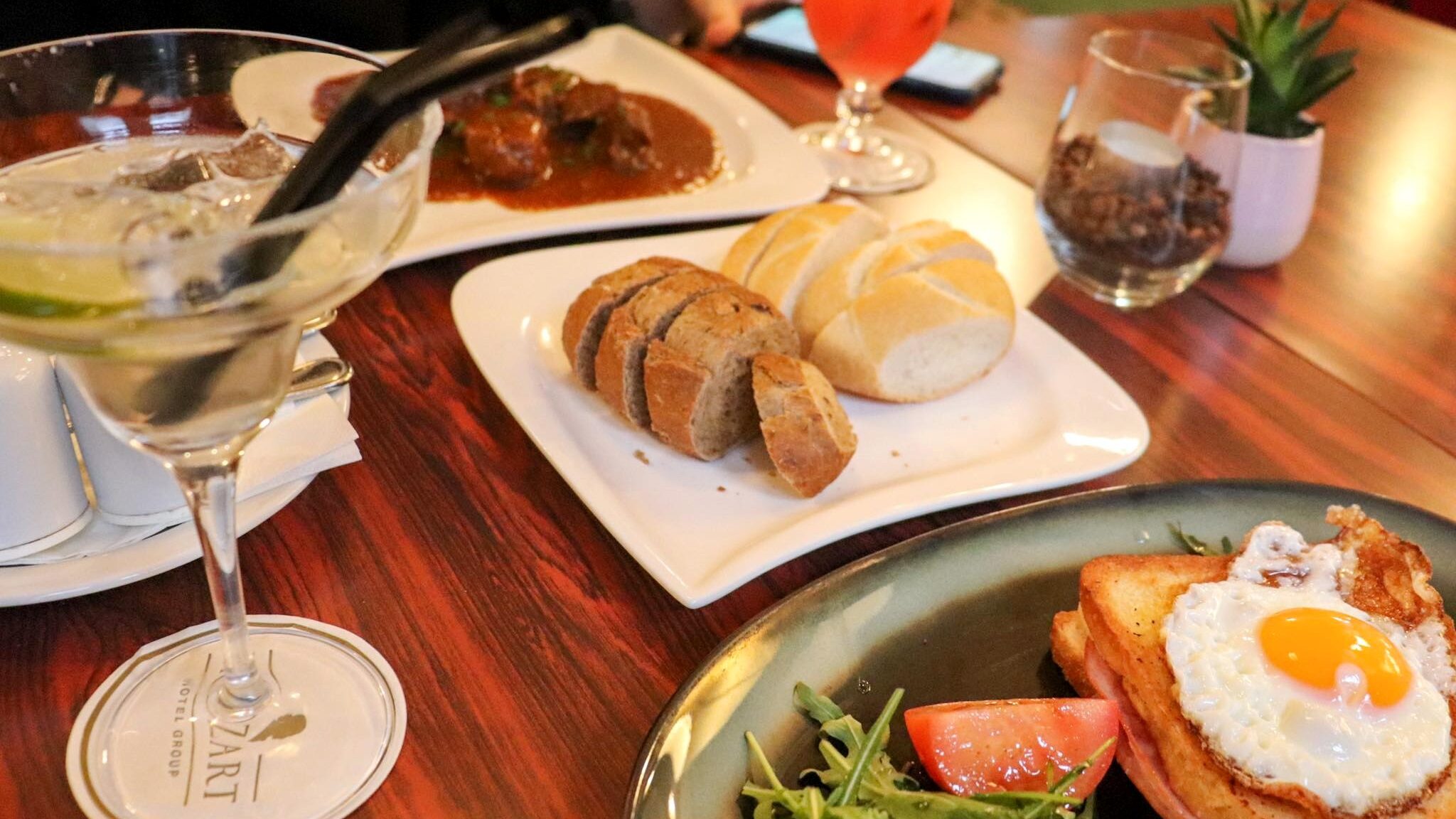 Table of lunch food in hotel.