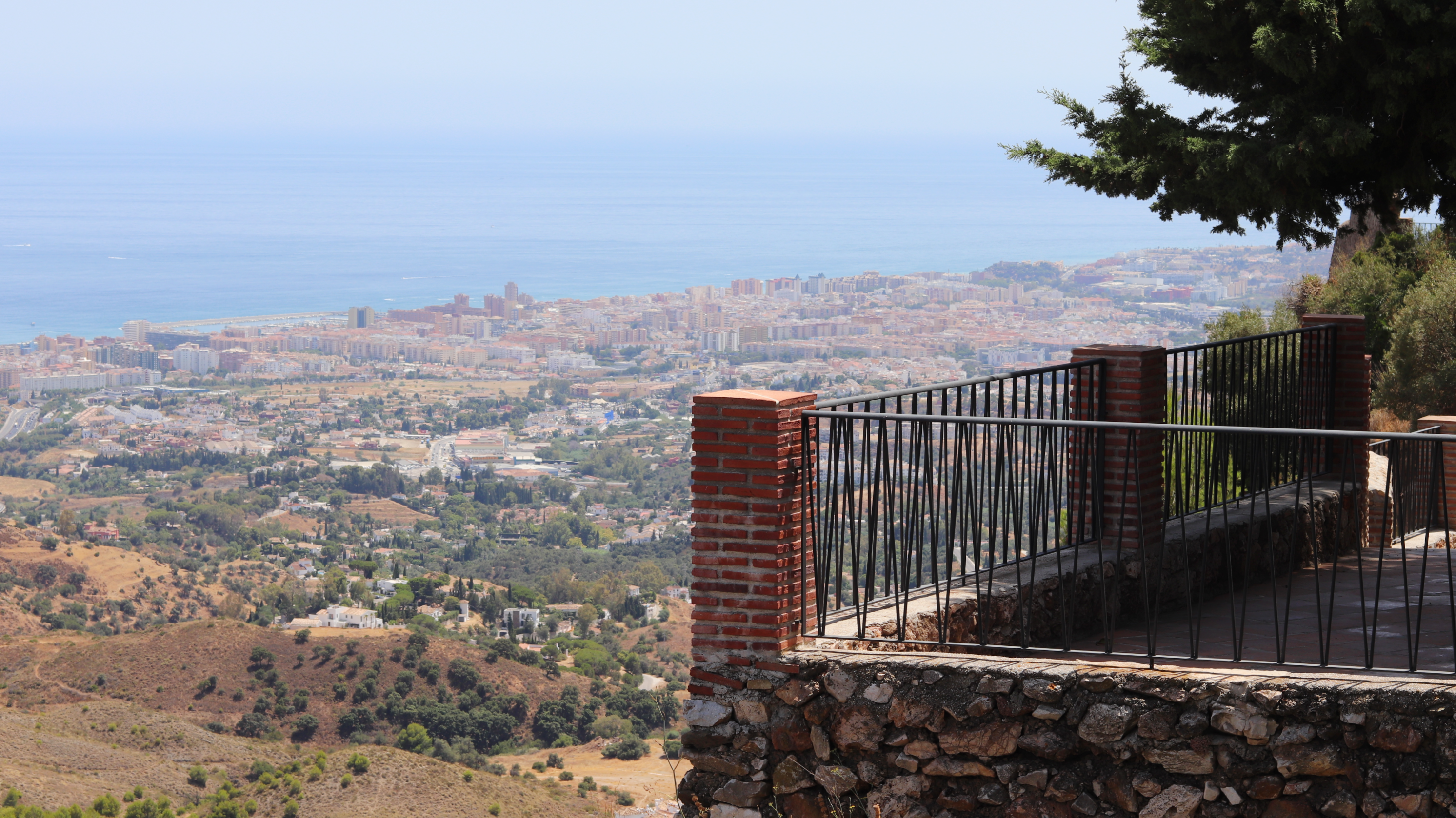 Viewpoint of coastline in Mijas from castle wall.