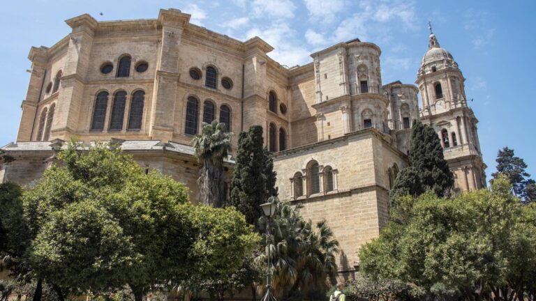 Large medieval cathedral in Malaga centro.