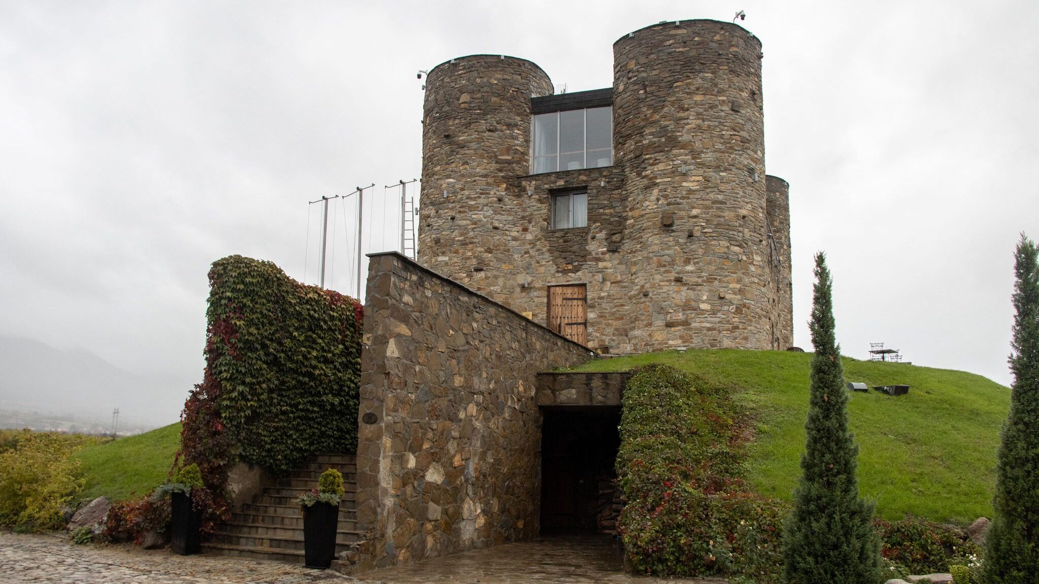 Castle-shaped building used as a hotel in Bulgaria.