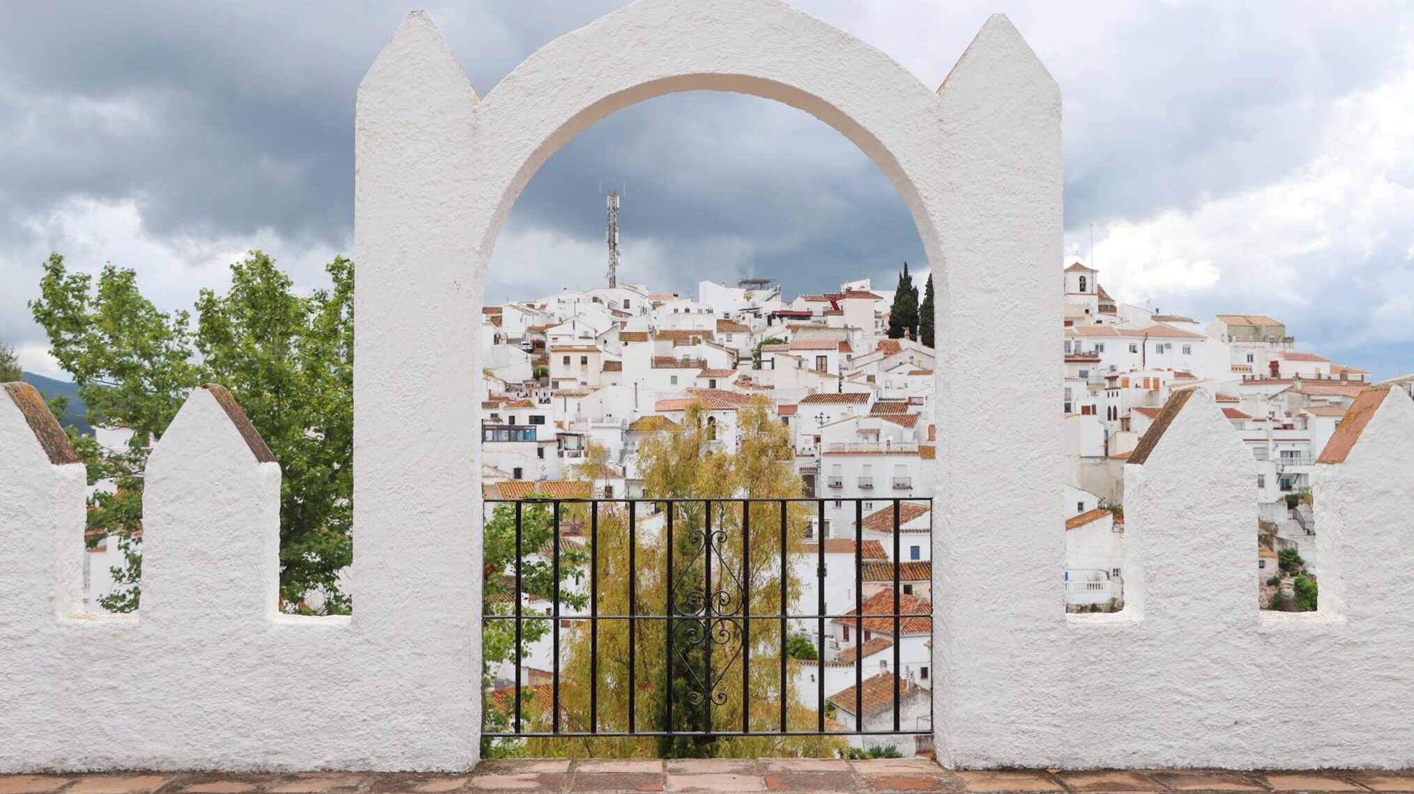 White arch on hilltop in Comares.