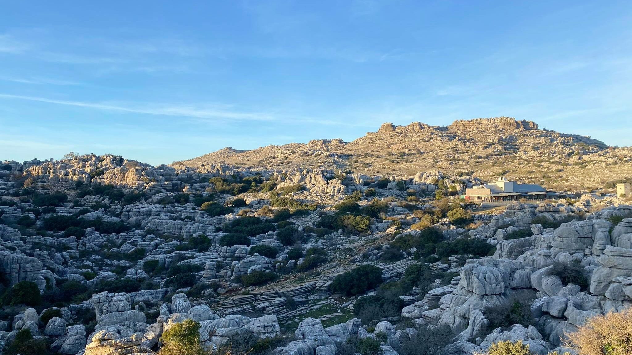 View of El Torcal at sunset.