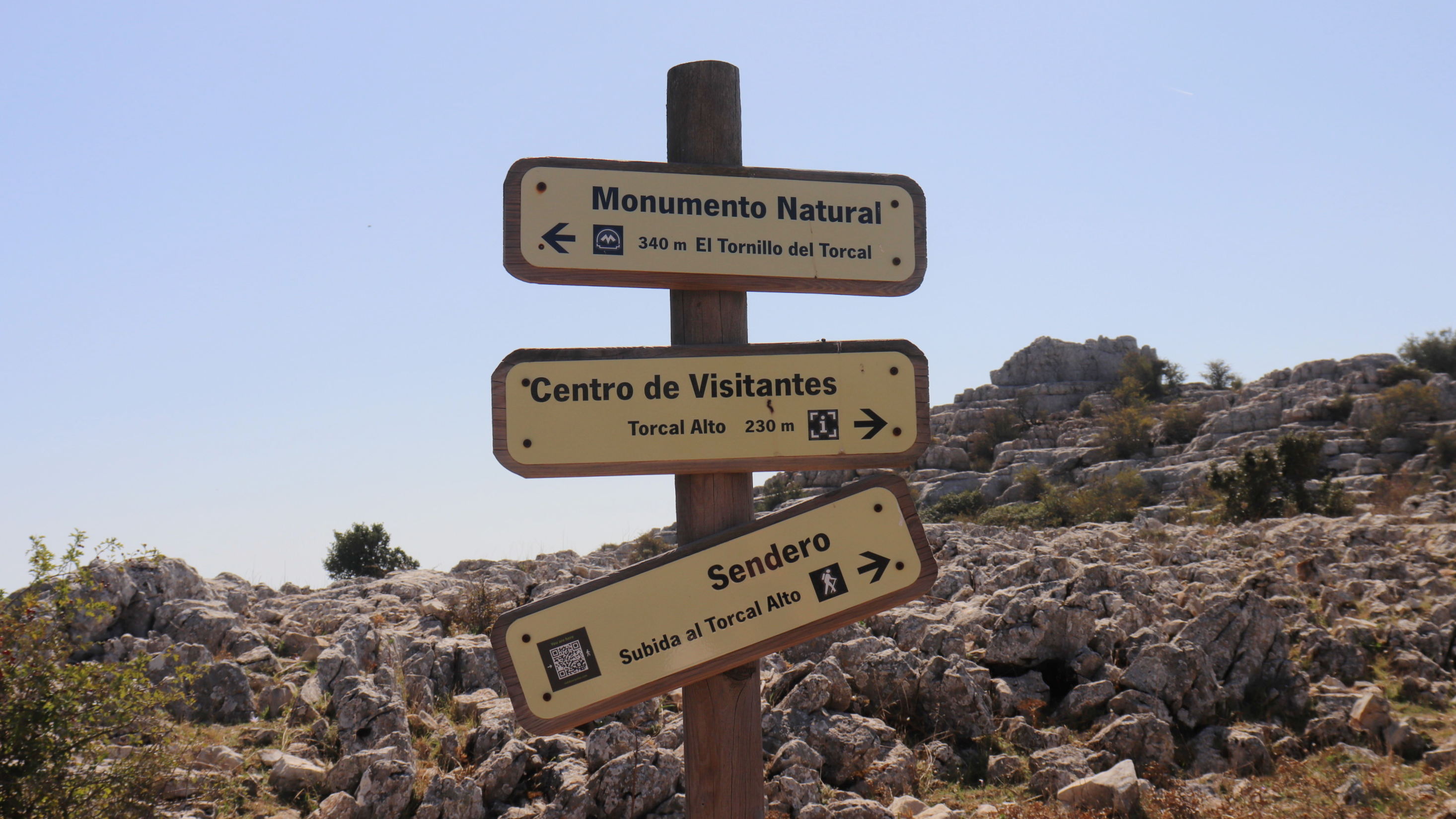 Sign posts in El Torcal for hikers.