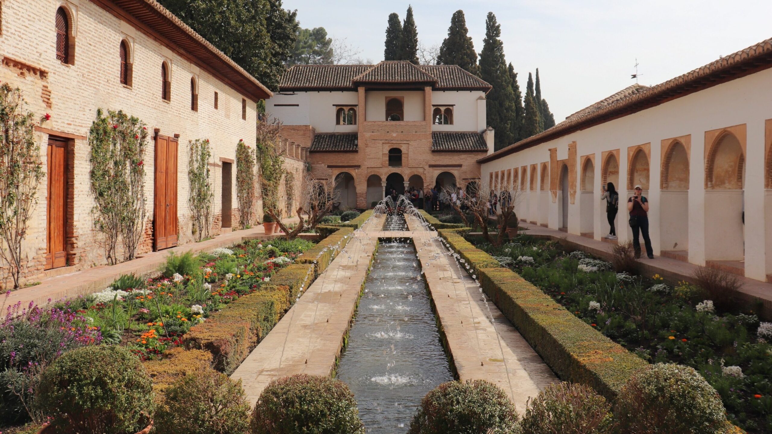 Large garden and courtyard inside the Alhambra.