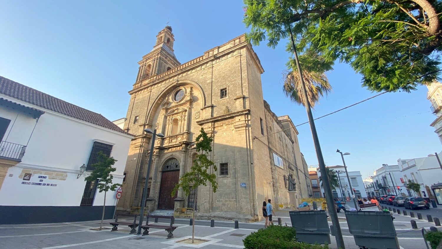 Medieval church in small plaza.