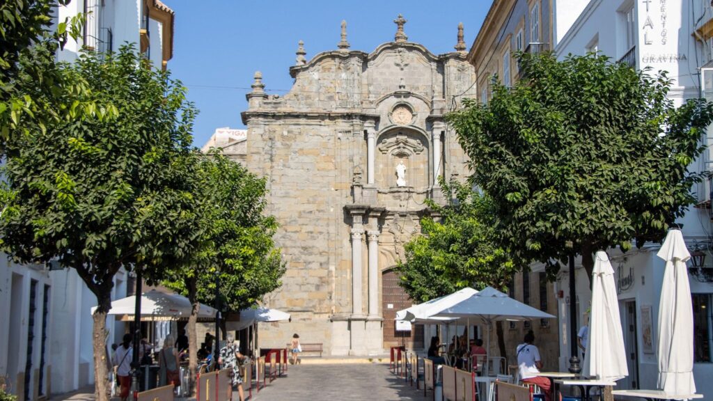 Street leading up to medieval church.