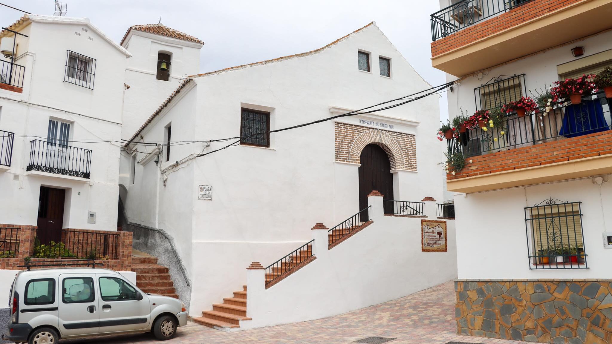 Whitewashed church in village in Malaga.