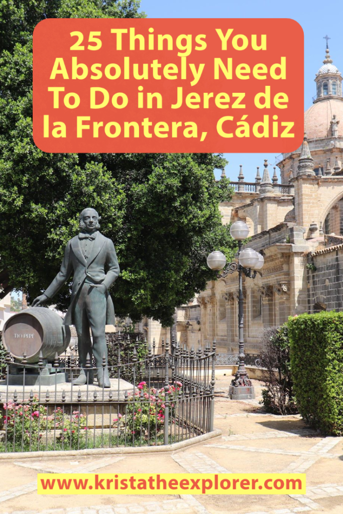 Statue of Sherry maker in front of cathedral.