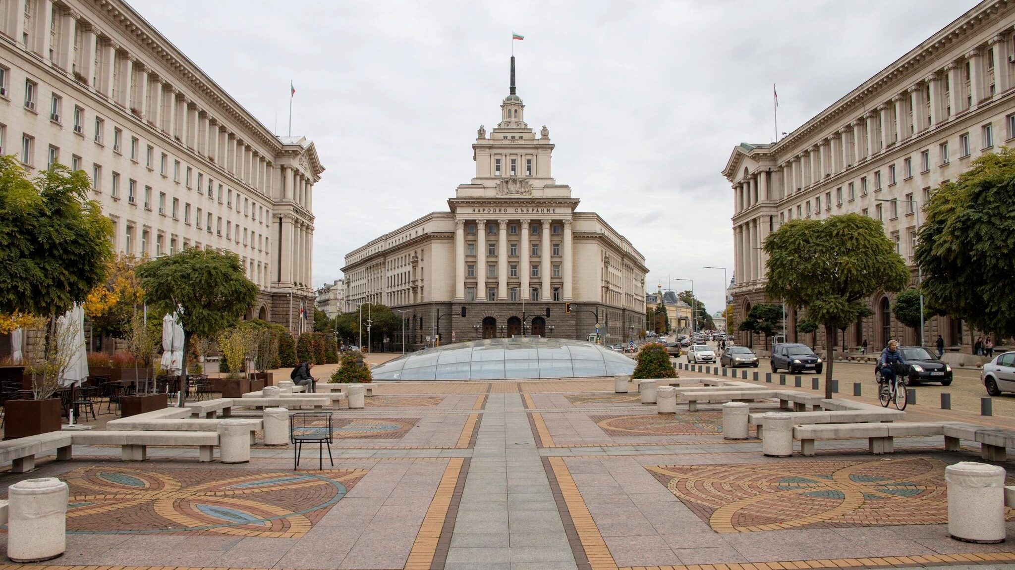 Large open square in Sofia.