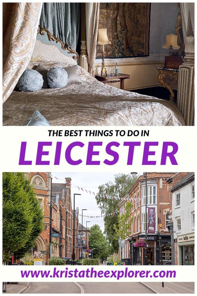 Bed in castle and street in Leicester.