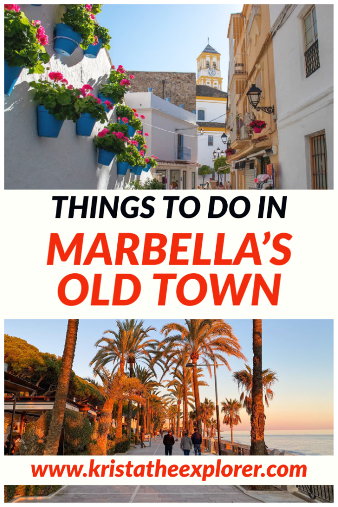 Whitewashed street and beach promenade in Marbella.