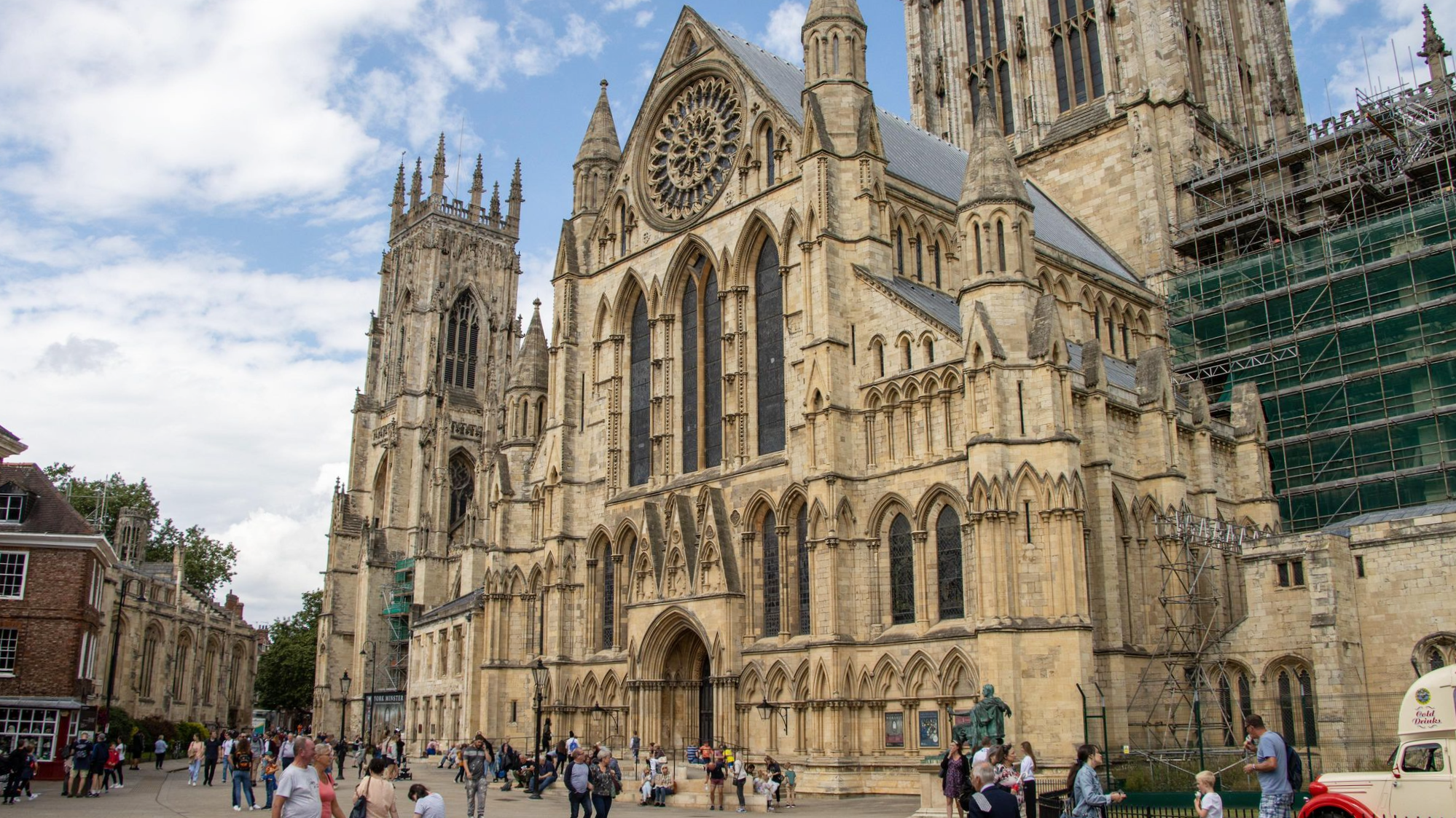 York Minster entrance on a sunny day.