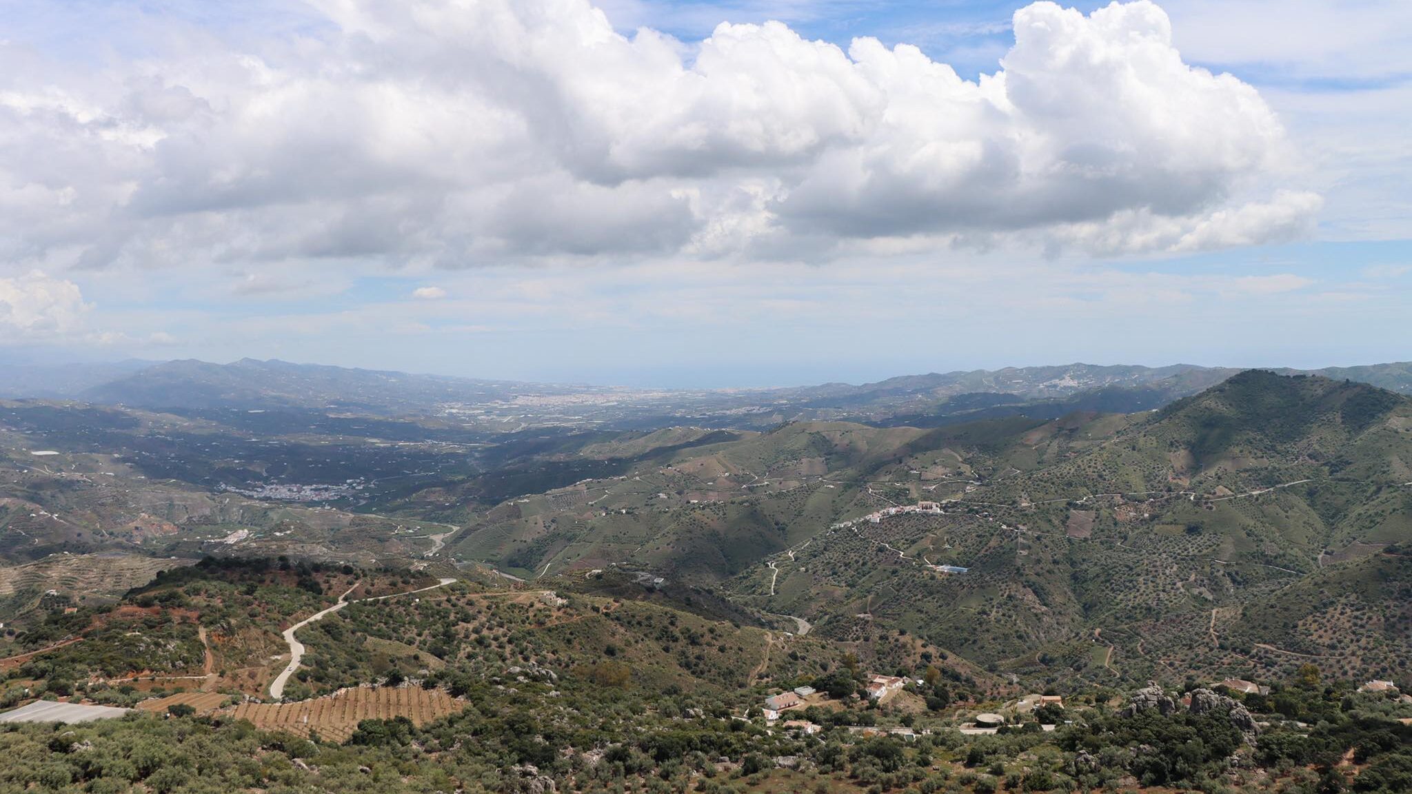 View of landscape from white village in Malaga.