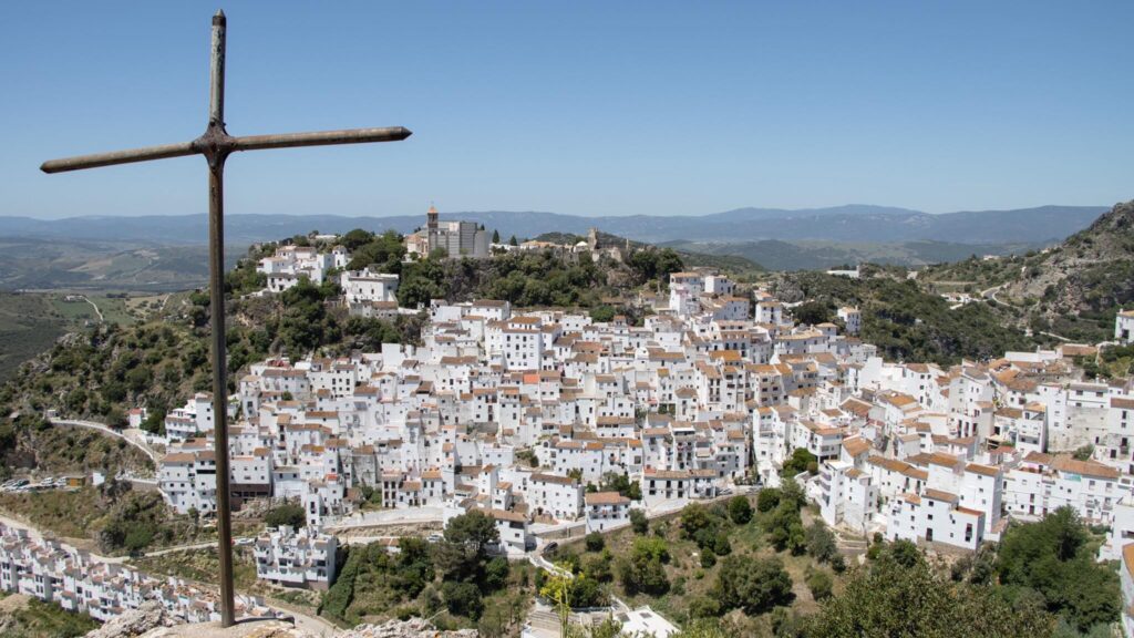 View of Casares with iron cross.