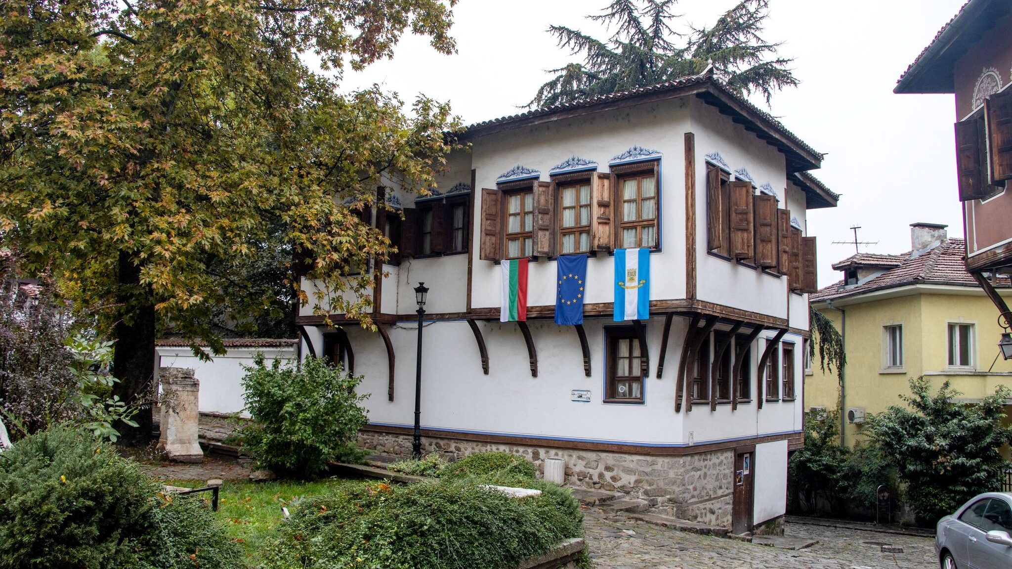 White and brown building in Plovdiv.