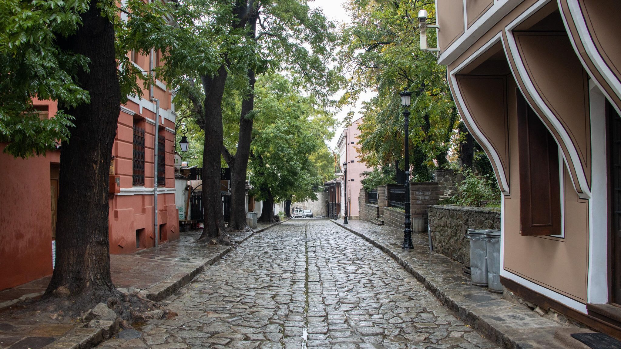 Cobbled street in the old town of Plovdiv.