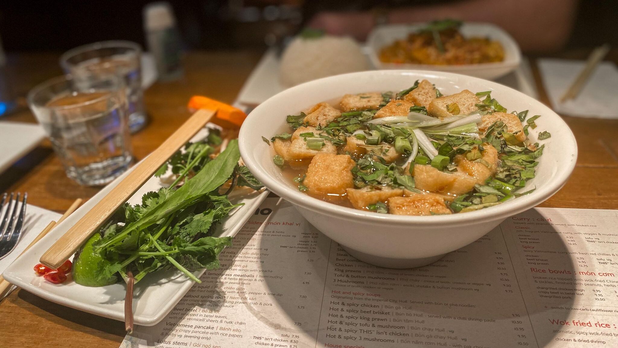 Bowl of bowl in restaurant.