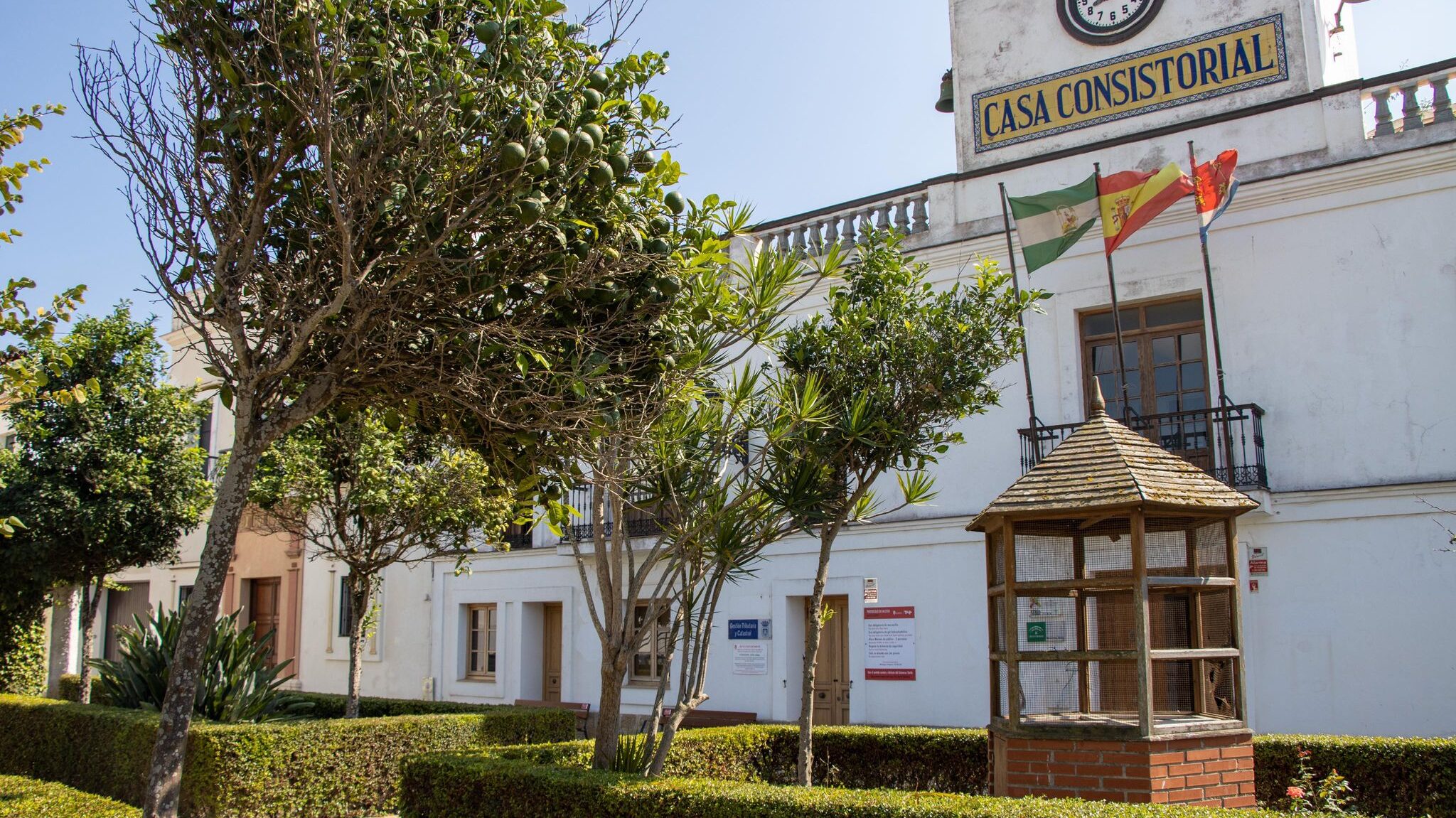 Small plaza in Tarifa with town hall.