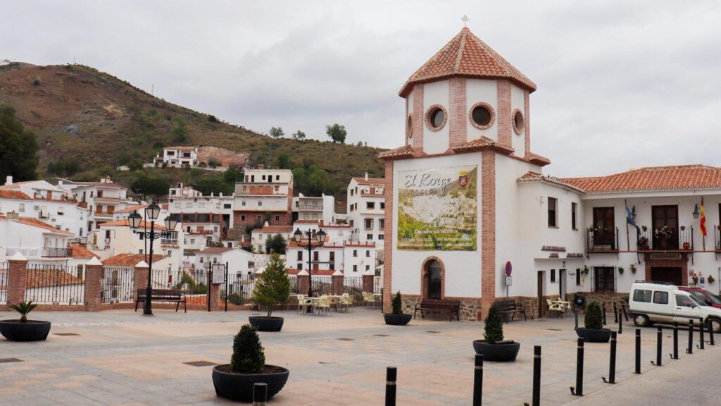 Small plaza with viewpoint one of the things to see in El Borge.