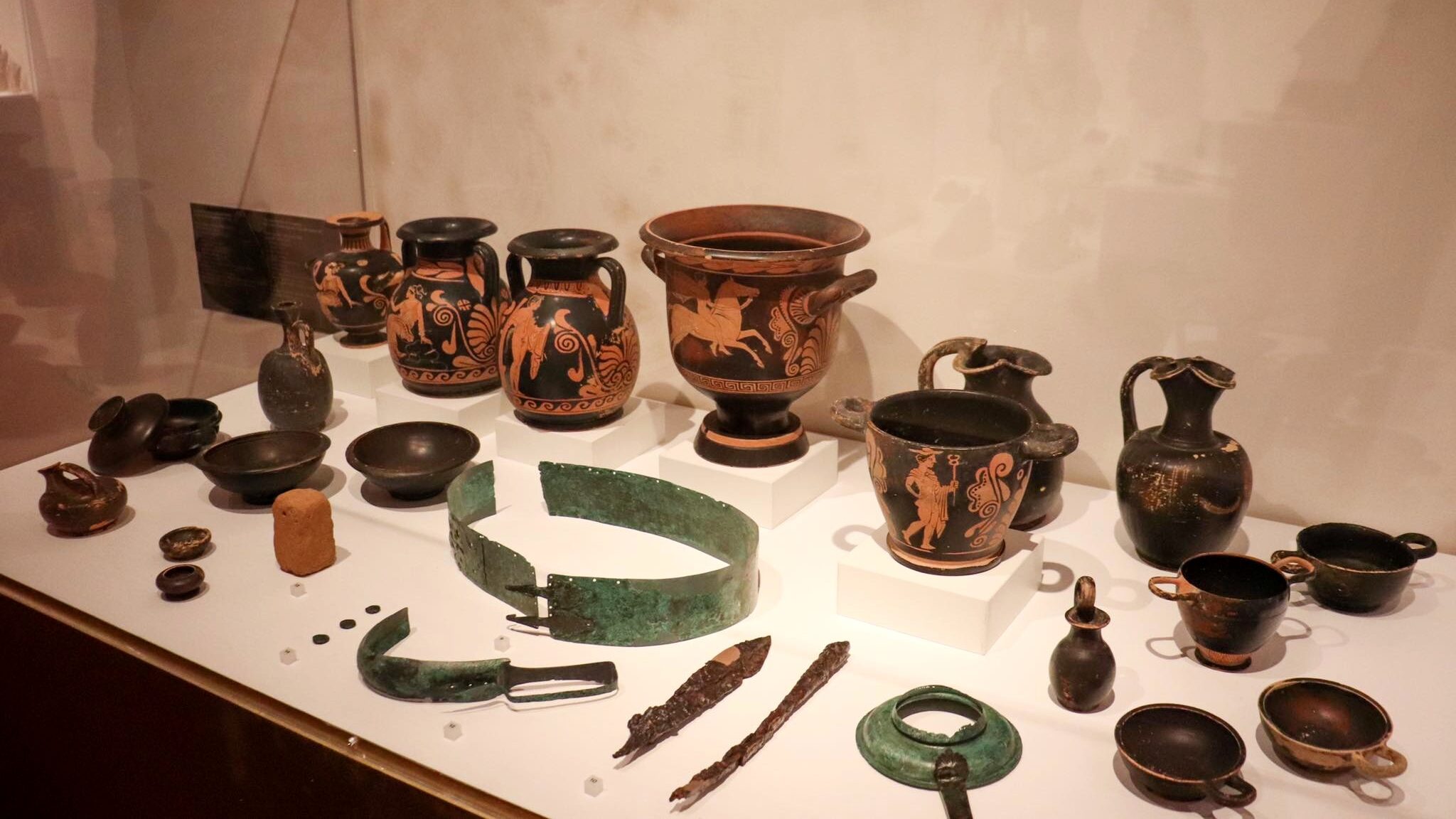 Collection of artifacts on display in Pompeii.