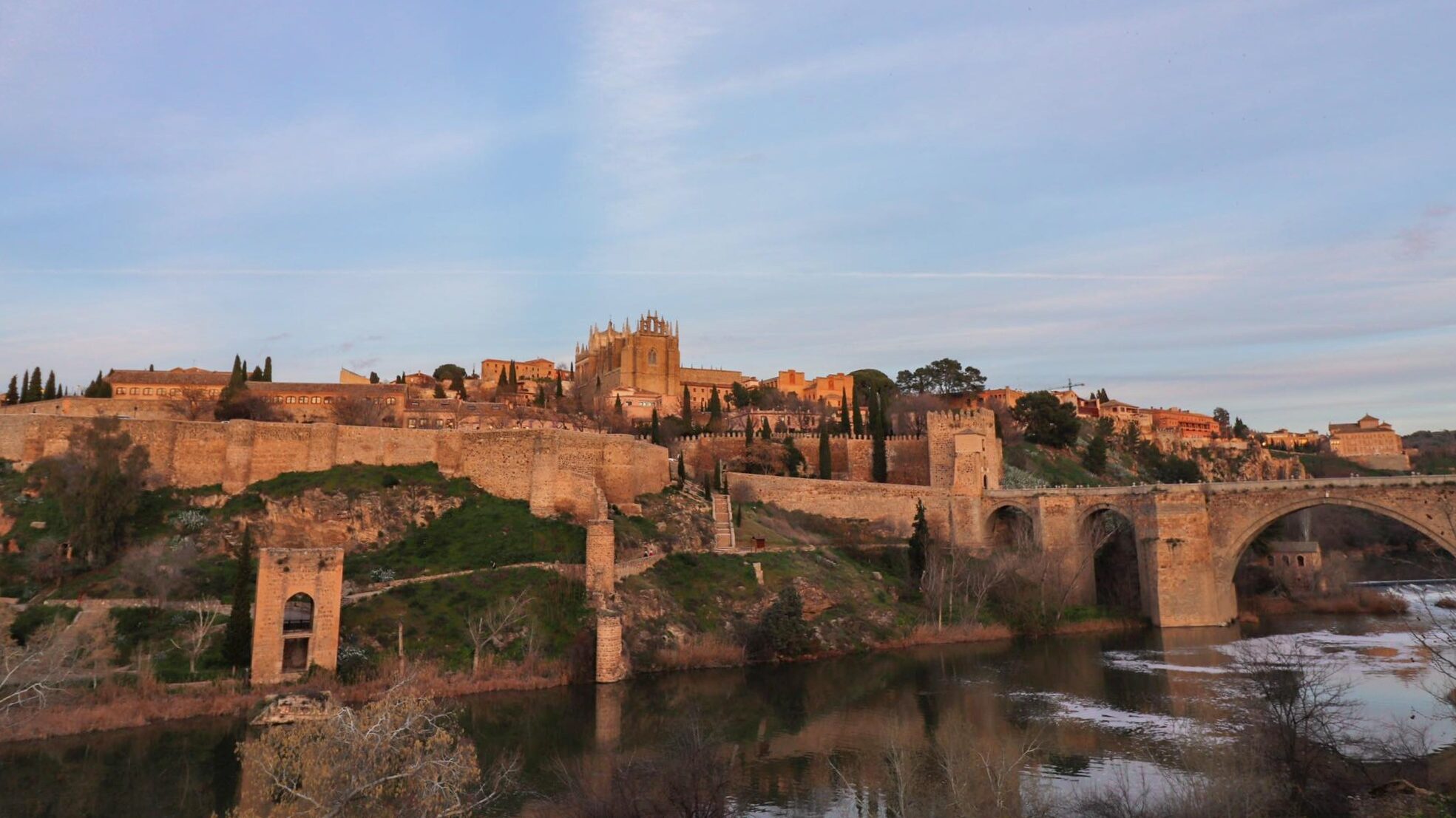 View of old town of Toledo at sunset.