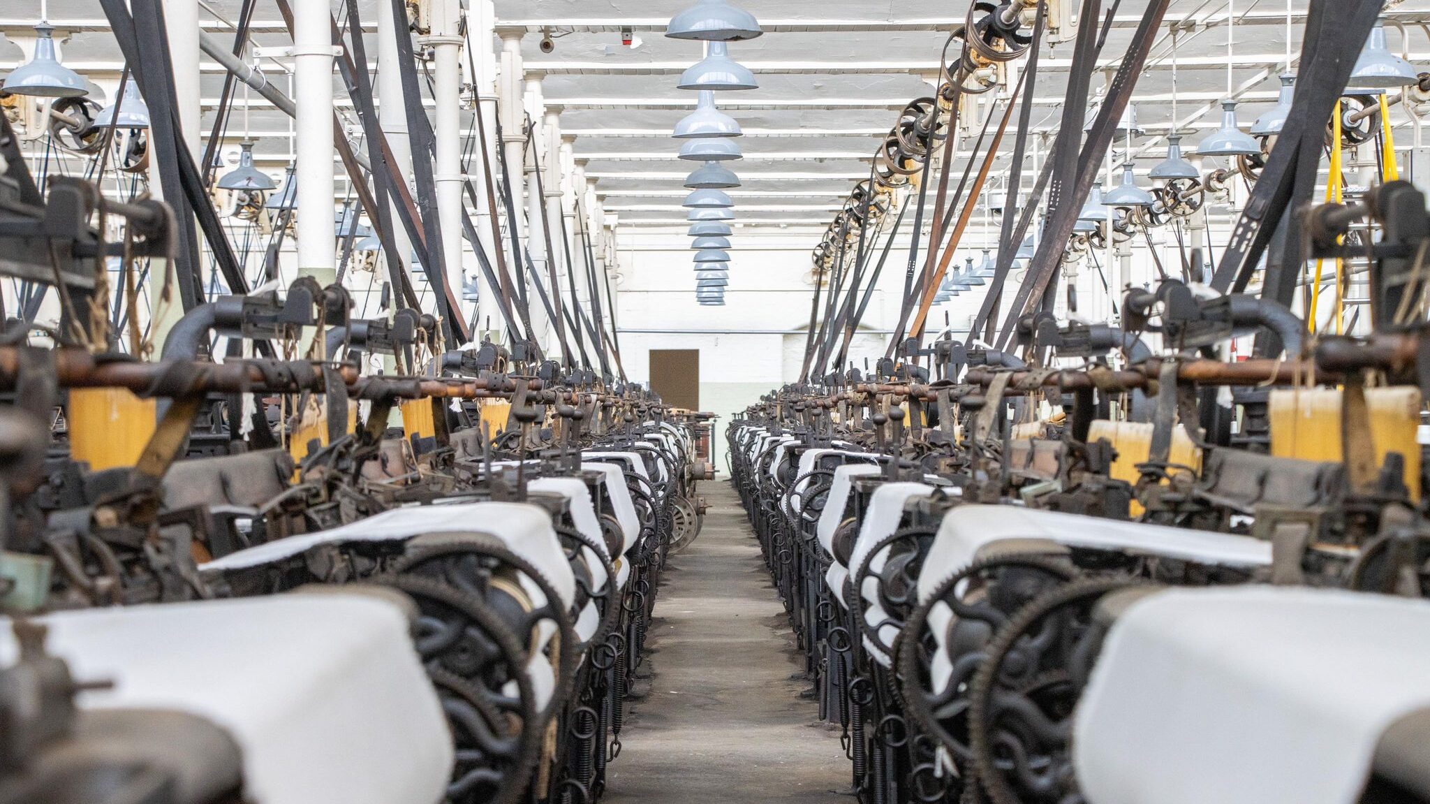 Inside a textile factory museum in Burnley.