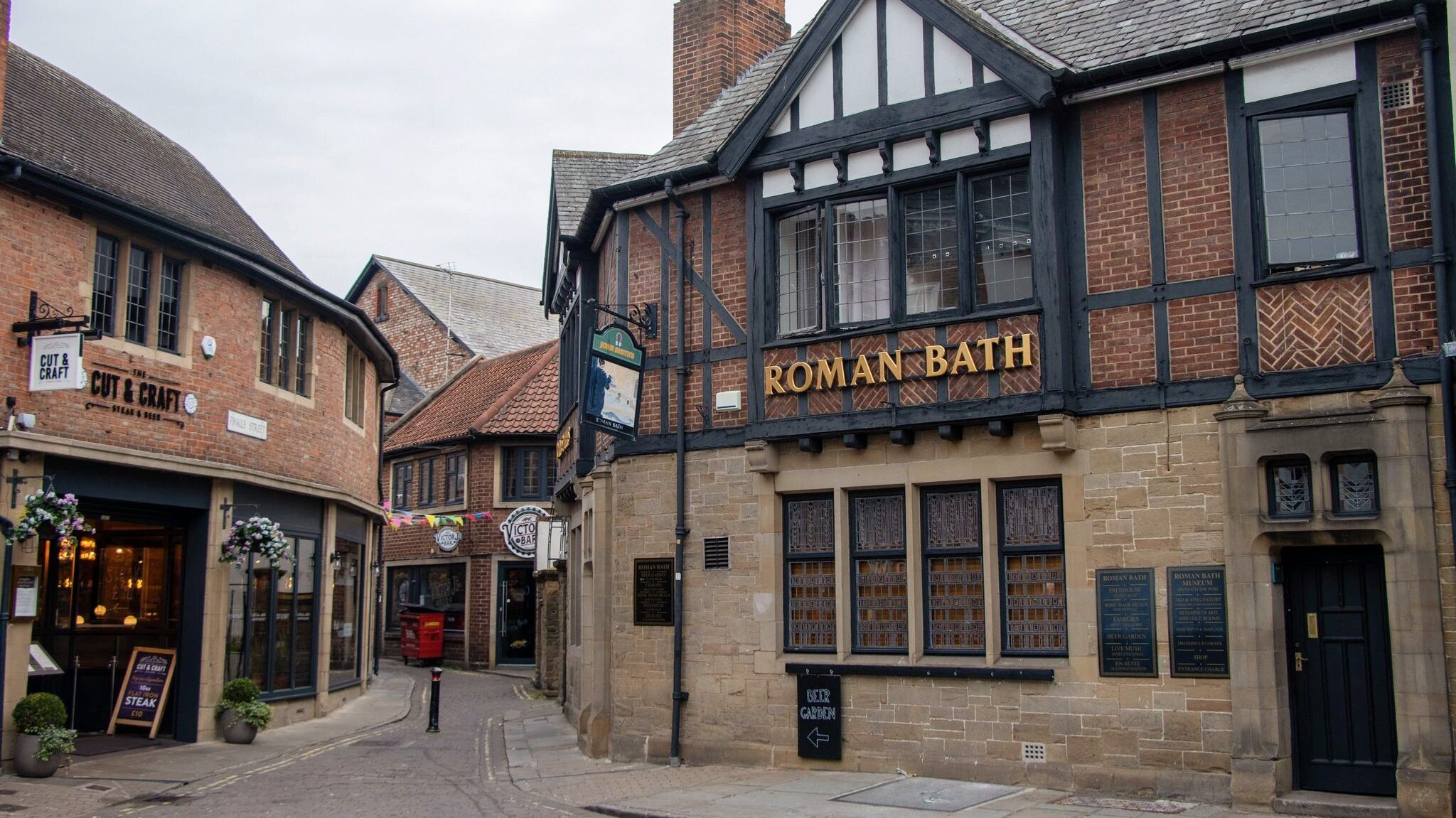 Entrance to roman bath building in York.