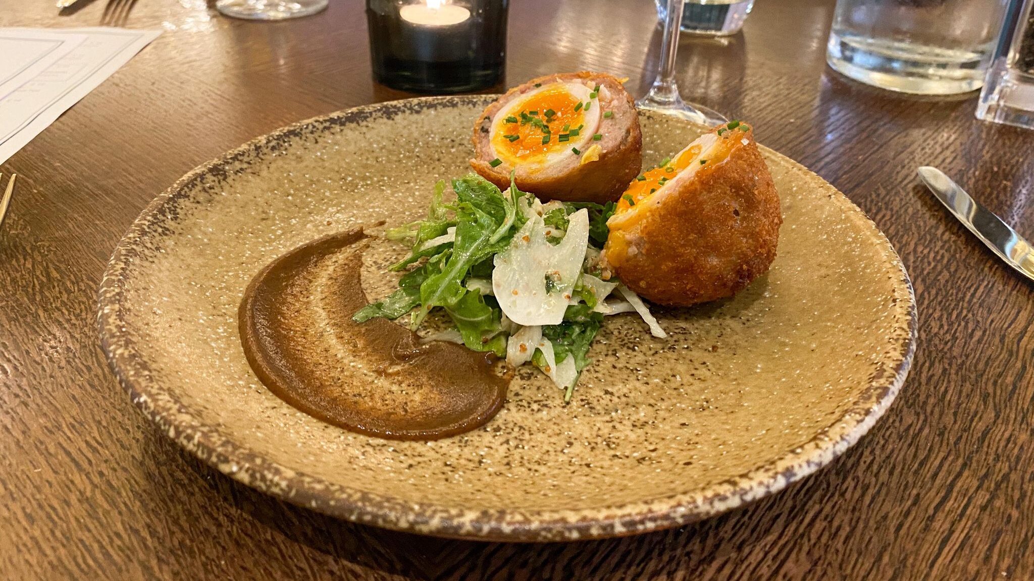 Scotch Egg served as starter in hotel.