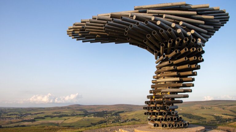 Statue of tree on hill near Burnley.